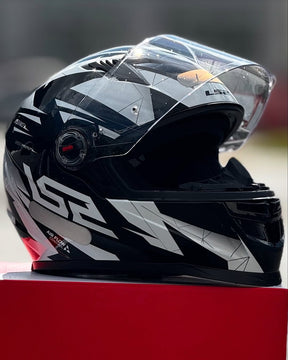 CAPACETE LS2 CLASSIC DRAZE PRETO E BRANCO